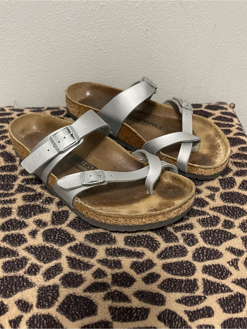 Birkenstock Mayari Toe Loop Casual Sandals Silver Birko Flor Summer Women 41/L10